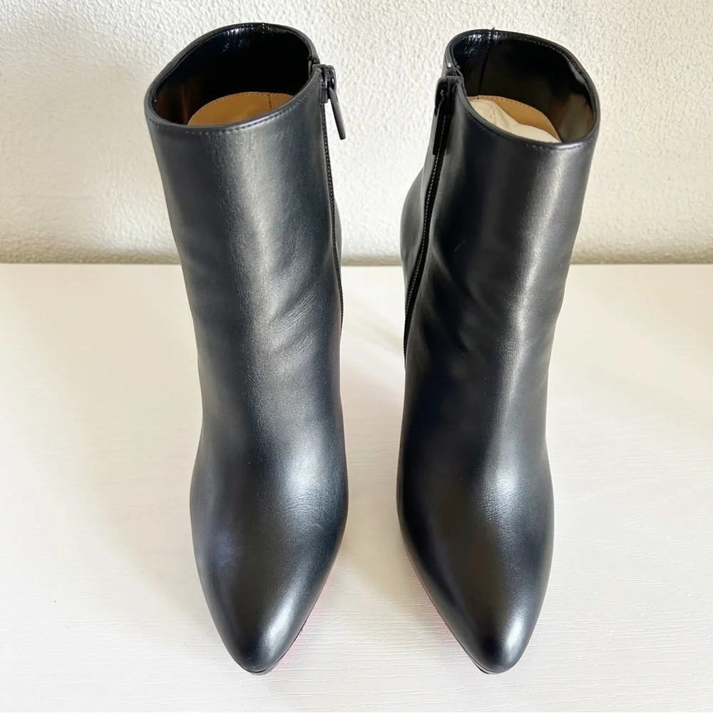 Christian Louboutin Fannylove 120 Black Leather Platform Boots Size EU 38.5